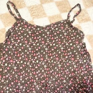 Girls H&M brown with Pink and White Floral jumpsuit